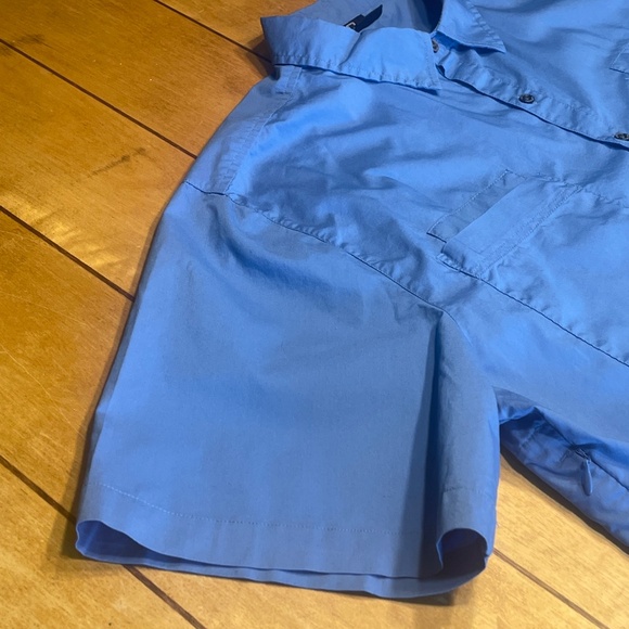 Scottevest Beachcomber Button Up Shirt XL Blue Multiple Hidden Pockets EUC - Picture 5 of 15